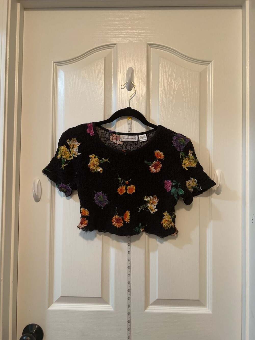 Impressions of California Vintage 90’s Festival Floral Crinkle Crop Top Size L